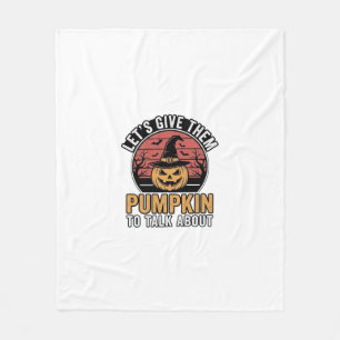 Grappige Pompoen Halloween Vintage Shirt Ontwerp_1 Fleece Deken