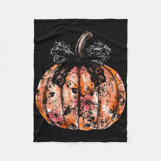 Grappige pompoen Happy Halloween Lace Coquette Bow Fleece Deken (Voorkant)