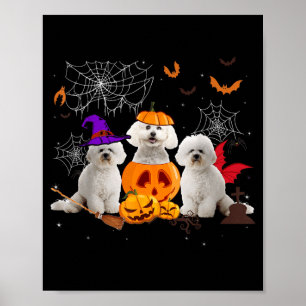 Grappige Pompoen Heks Bichon Frise Hond Halloween Poster