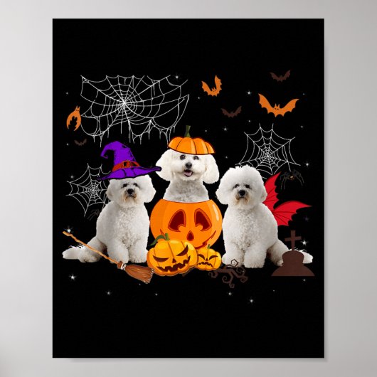 Grappige Pompoen Heks Bichon Frise Hond Halloween Poster (Voorkant)