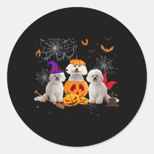 Grappige Pompoen Heks Bichon Frise Hond Halloween Ronde Sticker