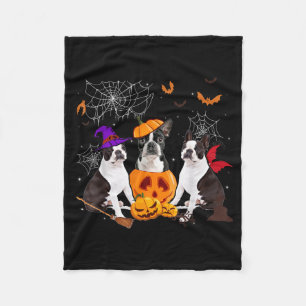 Grappige Pompoen Heks Boston Terrier Hond Hallowee Fleece Deken