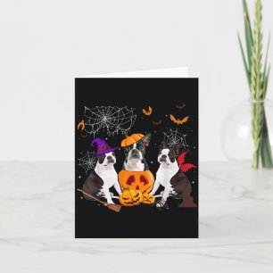Grappige Pompoen Heks Boston Terrier Hond Hallowee Kaart