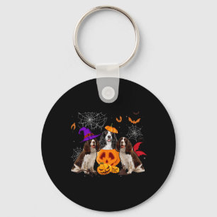 Grappige Pompoen Heks Engelse Springer Spaniel Hon Sleutelhanger