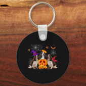 Grappige Pompoen Heks Engelse Springer Spaniel Hon Sleutelhanger (Voorkant)