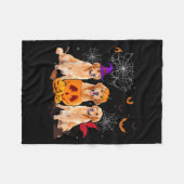 Grappige Pompoen Heks Goud Retriever Hond Hallowee Fleece Deken (Voorkant (Horizontaal))