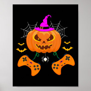 Grappige pompoen Jack O lantaarn Video Gamer Poster