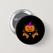 Grappige pompoen Jack O lantaarn Video Gamer Ronde Button 5,7 Cm (Voorkant /achterkant)