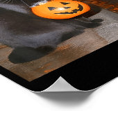 Grappige pompoen kat meme trick or treat halloween poster (Hoek)