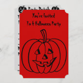 Grappige pompoen met gezicht voor halloween feest kaart (Voorkant / Achterkant)
