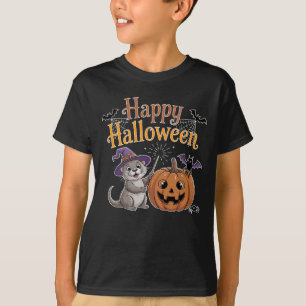 Grappige pompoen otter liefhebber Happy Halloween T-shirt