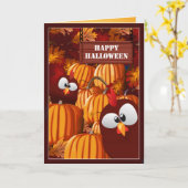 Grappige pompoen patch Halloween wensen Kaart (Gele Bloem)