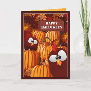 Grappige pompoen patch Halloween wensen Kaart