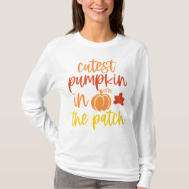 Grappige pompoen patch Herfst Thanksgiving T-shirt