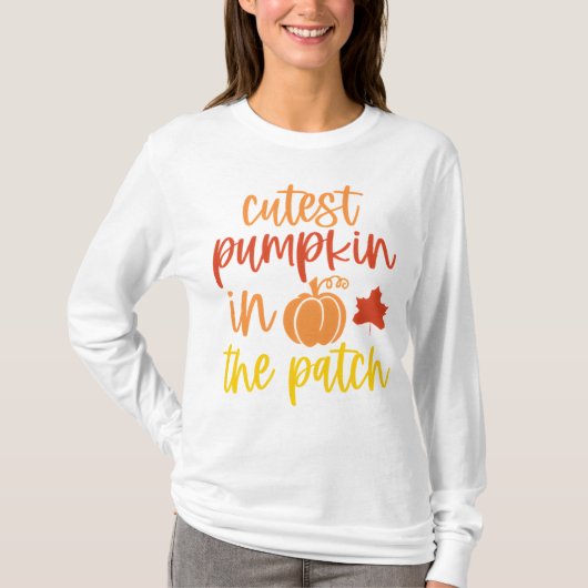 Grappige pompoen patch Herfst Thanksgiving T-shirt (Voorkant)