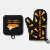 Grappige Pompoen Pie Oven Mitt & Pot Holder Set (Voorkant)