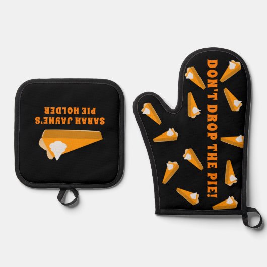 Grappige Pompoen Pie Oven Mitt & Pot Holder Set (Voorkant)
