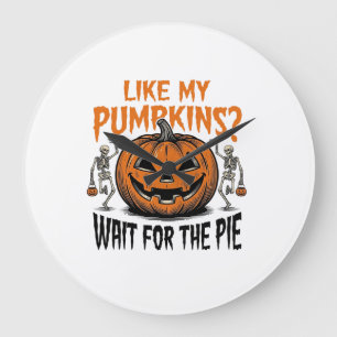 Grappige Pompoen Skelet Halloween Taart Shirt_1 Grote Klok