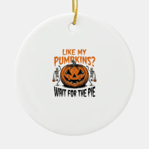 Grappige Pompoen Skelet Halloween Taart Shirt_1 Keramisch Ornament