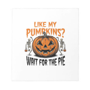 Grappige Pompoen Skelet Halloween Taart Shirt_1 Notitieblok