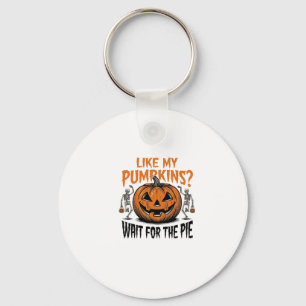 Grappige Pompoen Skelet Halloween Taart Shirt_1 Sleutelhanger