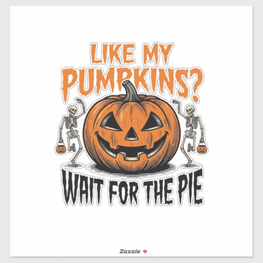 Grappige Pompoen Skelet Halloween Taart Shirt_1 Sticker (Vel)