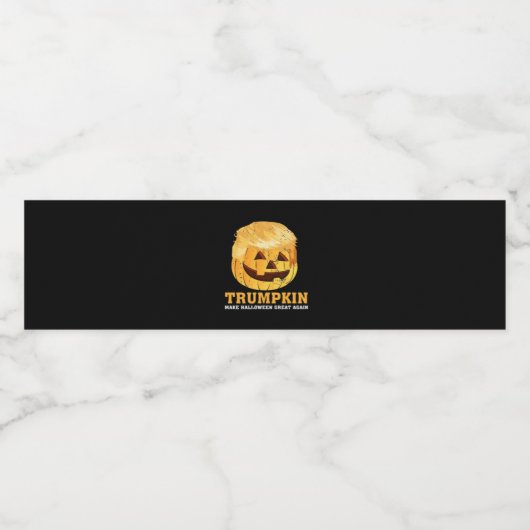 Grappige pompoen Trumpkin Halloween Waterfles Etiket (Enkel label)