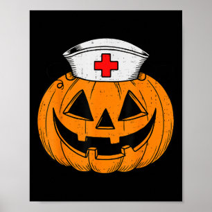 Grappige Pompoen Verpleegster Y Halloween Kostuum  Poster
