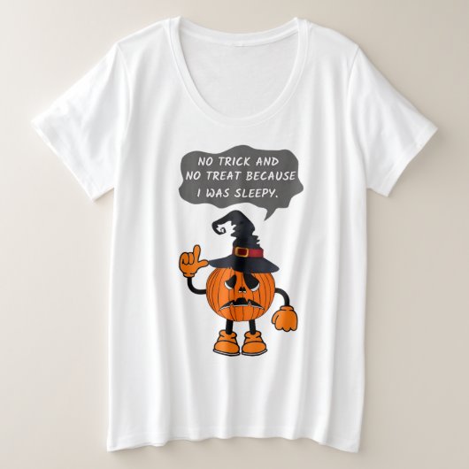 Grappige pompoen was slaperig grote maat t-shirt (Design voorkant)