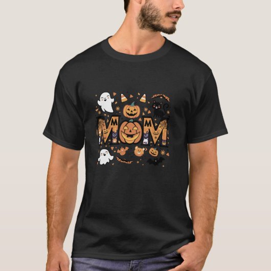Grappige Pompoen Zwarte Kat Mama Mama Mama Hallowe T-shirt (Voorkant)