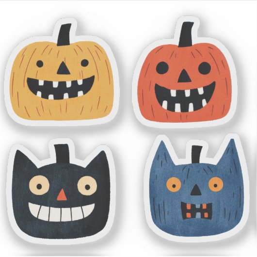 Grappige Pompoenen Griezelig Knuffel Halloween Sticker (Voorkant)