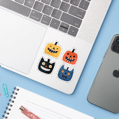 Grappige Pompoenen Griezelig Knuffel Halloween Sticker (Laptop met iPhone)