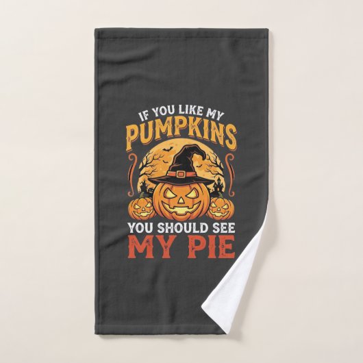 Grappige Pompoenen Halloween Taart Ontwerp_1 Handdoek (Handdoek)