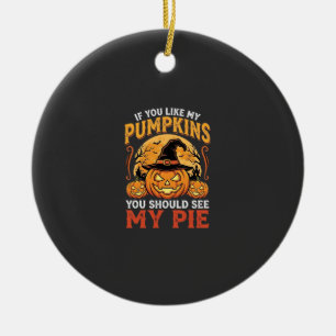 Grappige Pompoenen Halloween Taart Ontwerp_1 Keramisch Ornament