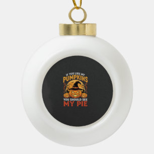 Grappige Pompoenen Halloween Taart Ontwerp_1 Keramische Bal Ornament