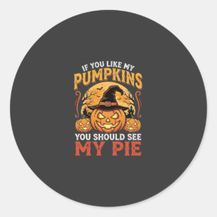 Grappige Pompoenen Halloween Taart Ontwerp_1 Ronde Sticker
