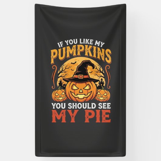 Grappige Pompoenen Halloween Taart Ontwerp_1 Spandoek (Verticaal)