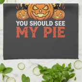 Grappige Pompoenen Halloween Taart Ontwerp_1 Theedoek (Gevouwen)