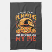Grappige Pompoenen Halloween Taart Ontwerp_1 Theedoek (Verticaal)