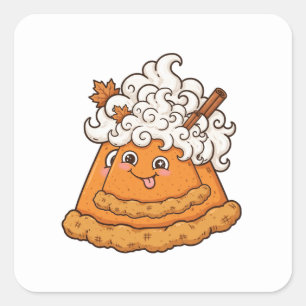 Grappige Pompoentaart Gezicht Thanksgiving Vierkan Vierkante Sticker