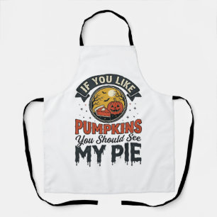Grappige Pompoentaart Halloween Vintage Shirt Ontw Schort