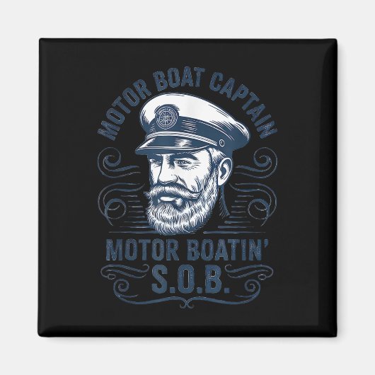 Grappige Pontonboot Kapitein Papa Motorboot Kapite Magneet (Voorkant)