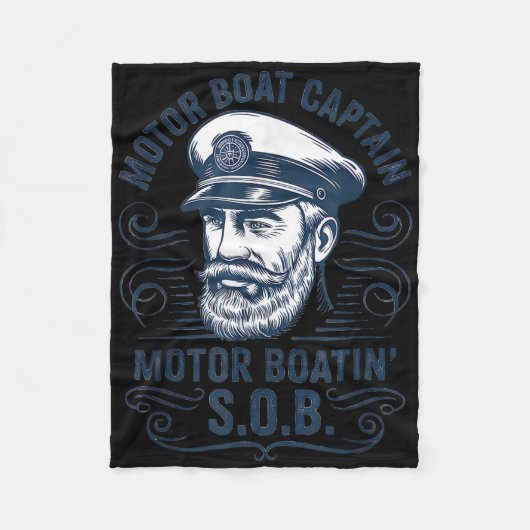 Grappige Pontonboot Kapitein Vader Motorboot Kapit Fleece Deken (Voorkant)