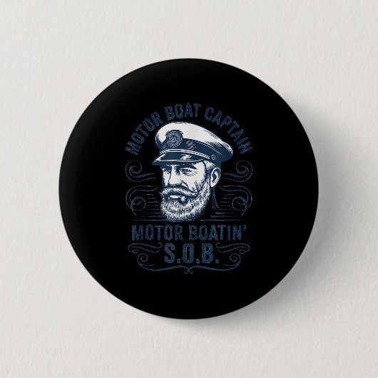Grappige Pontonboot Kapitein Vader Motorboot Kapit Ronde Button 5,7 Cm (Voorkant)