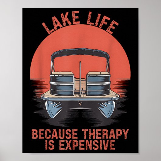 Grappige Pontonliefhebber Bootkapitein Varend Pont Poster (Voorkant)