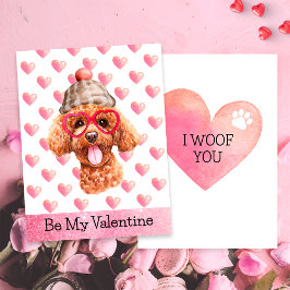 Grappige Poodle Ik Hou van Jou Hond Valentijnsdag Feestdagenkaart