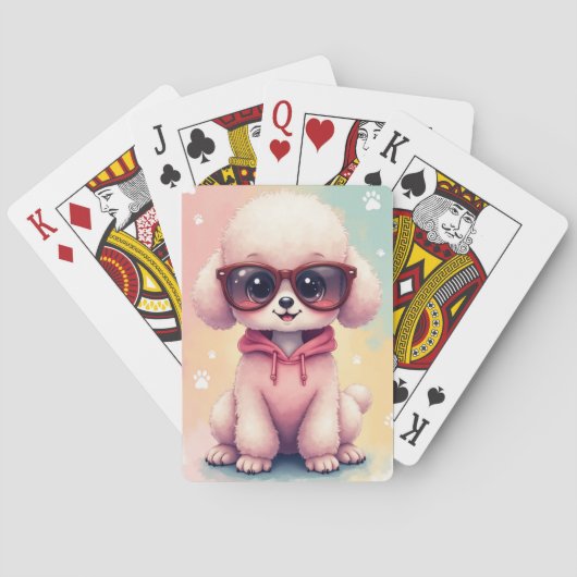 Grappige Poodle Kawaii Hond Pokerkaarten (Achterkant)