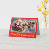 Grappige Poodle Kerstvakantie Kaart (Gele Bloem)