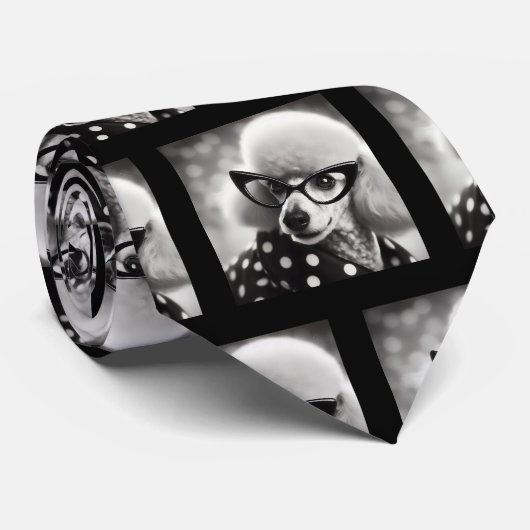 Grappige Poodle met Bril Nerd Das (Opgerold)