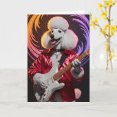 Grappige Poodle Rockster Kaart (Gele Bloem)